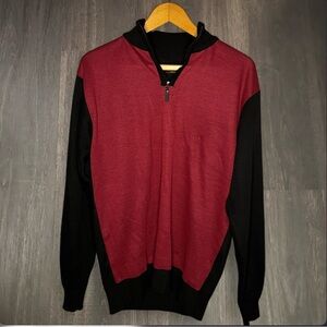 Studio by Omega Quarter Zip Sweater Size Medium Red Black